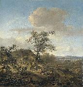 Jan Wijnants, Landscape with a hunter and other figures.